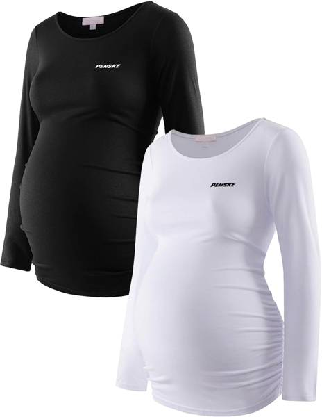 Picture of Maternity Shirt Long Sleeve T-Shirt 2pk Black/White